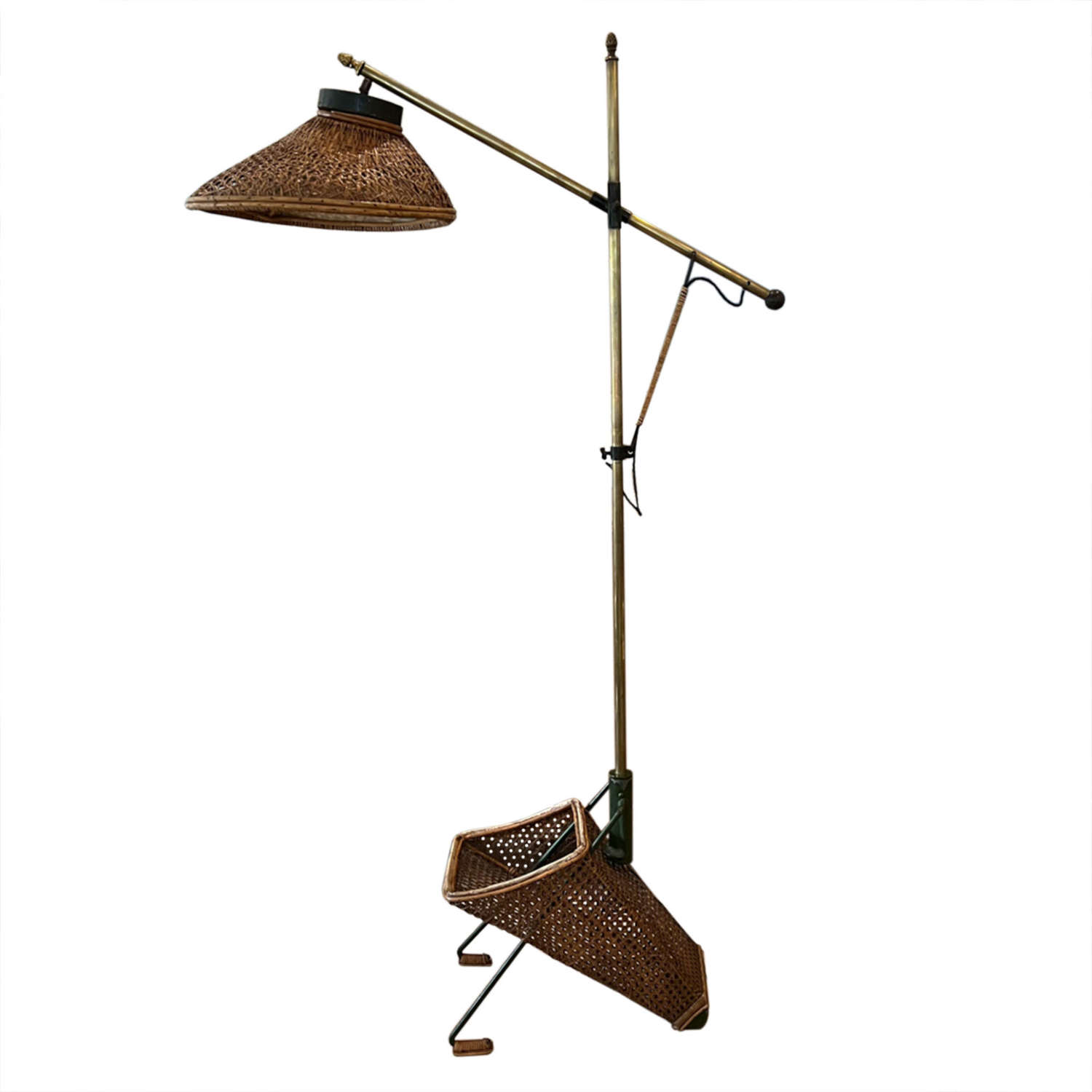 Italian 1950s Floor Lamp With Magazine Basket