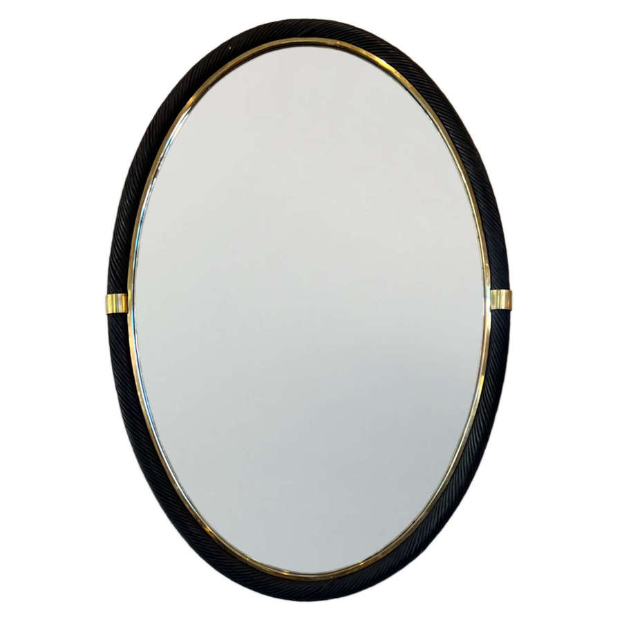 Large French Midcentury Oval Mirror