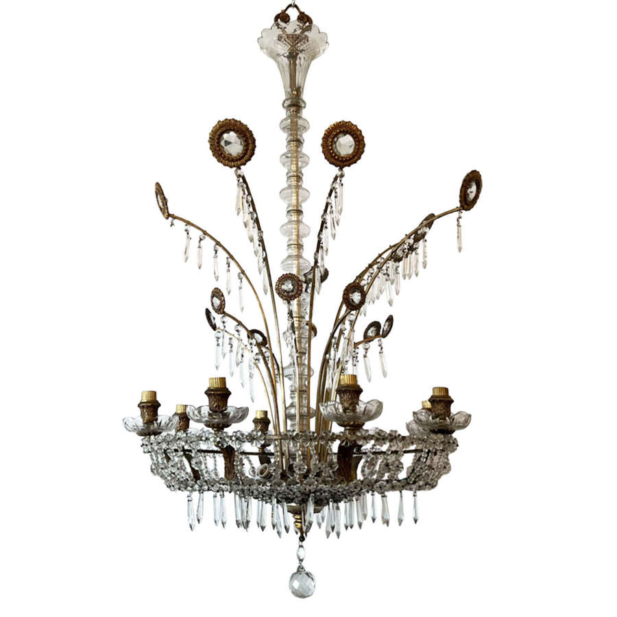 Unusual French 1950s Chandelier With Sunflower Detail