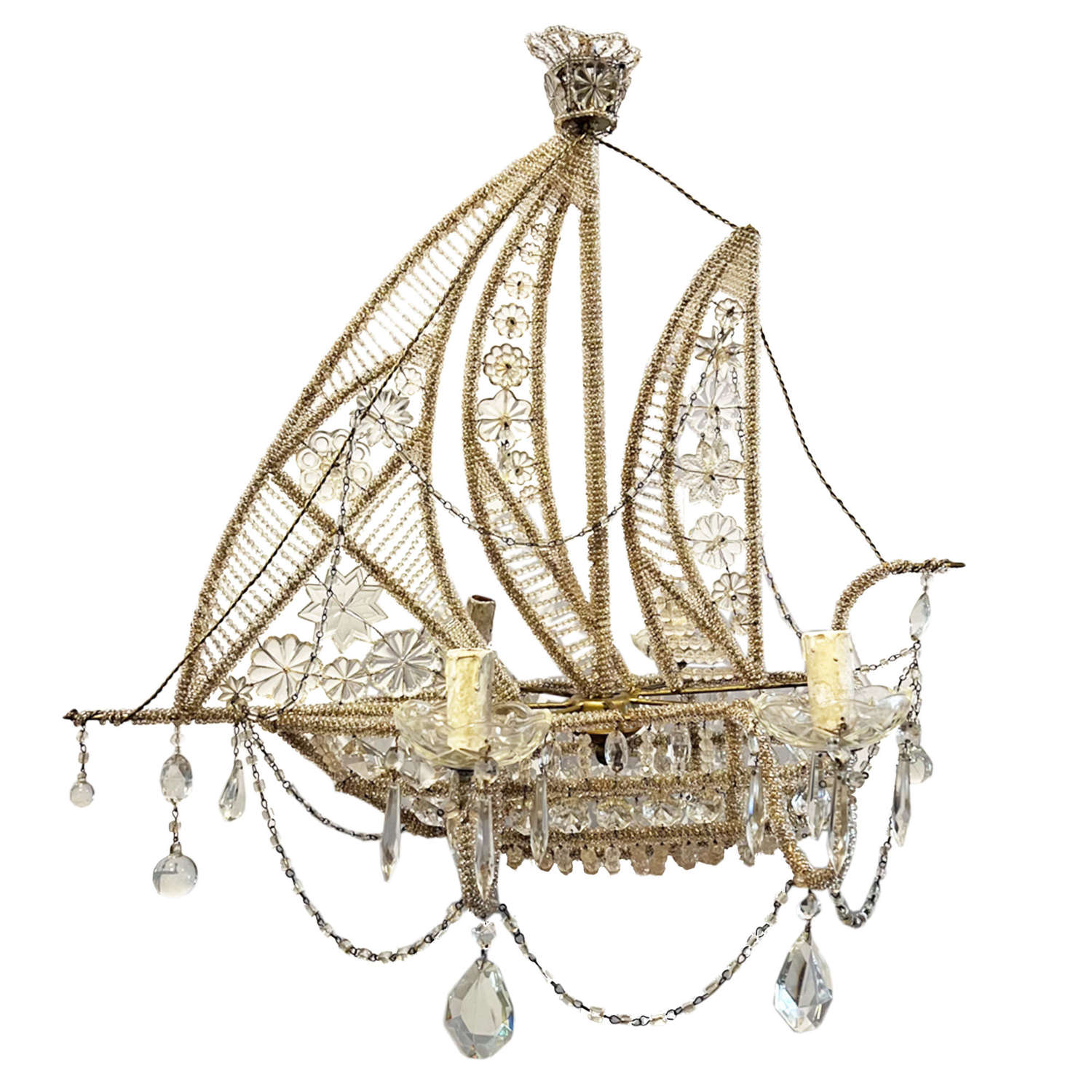 Large French 1950s Ship Chandelier