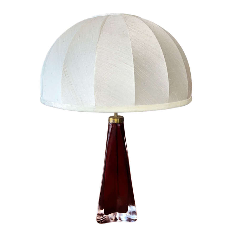 Cranberry 1960s Orrefors Table Lamp