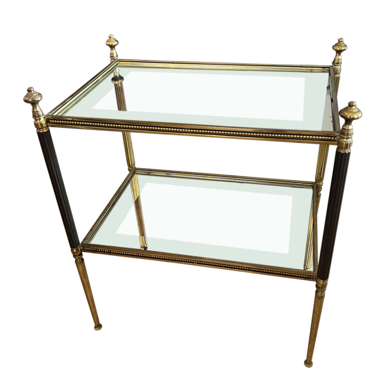 French Mid Century Brass and Glass Two Tiered Side Table