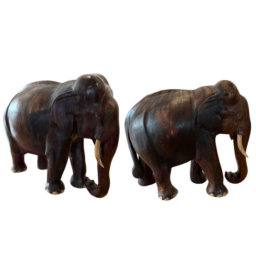 Hand Carved Elephants - 2 Available