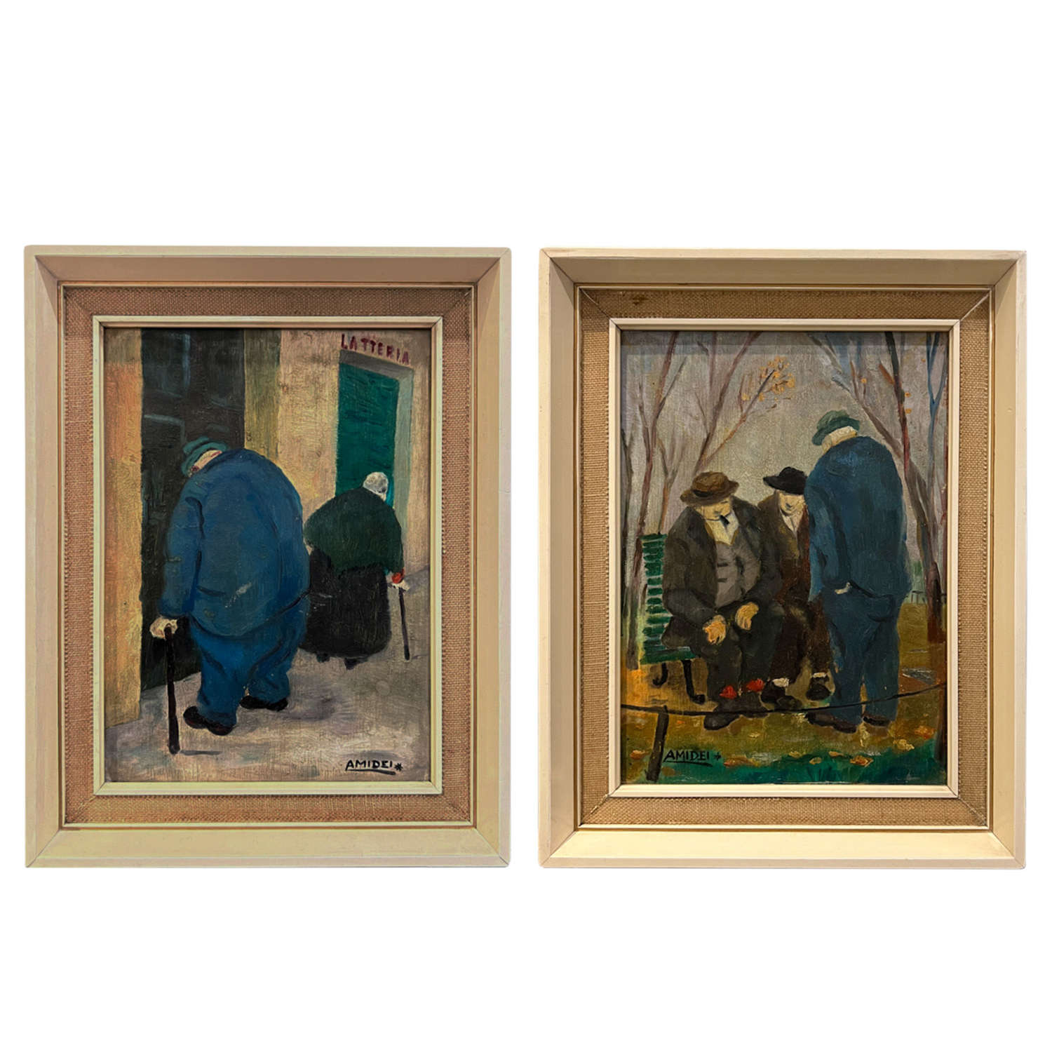 Pair of Mid Century Franco Amidei Small Paintings