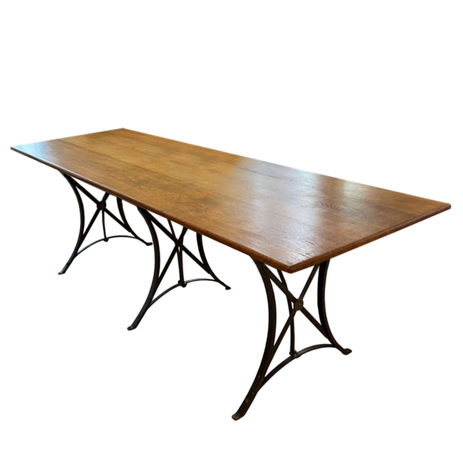 Early 20th Century French Metal and Oak Dining Table