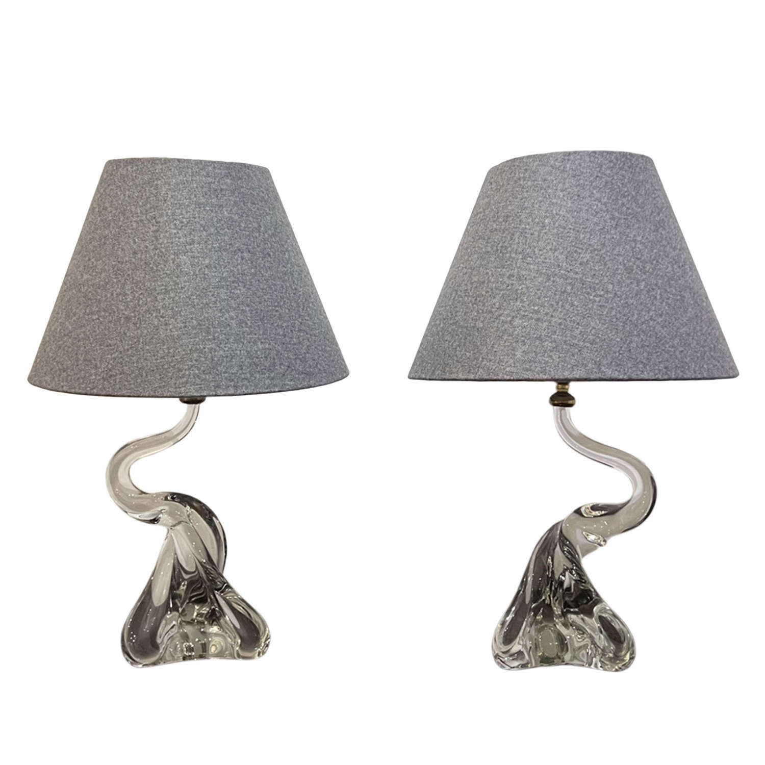 Pair of 1960s Doyen Clear Glass Table Lamps