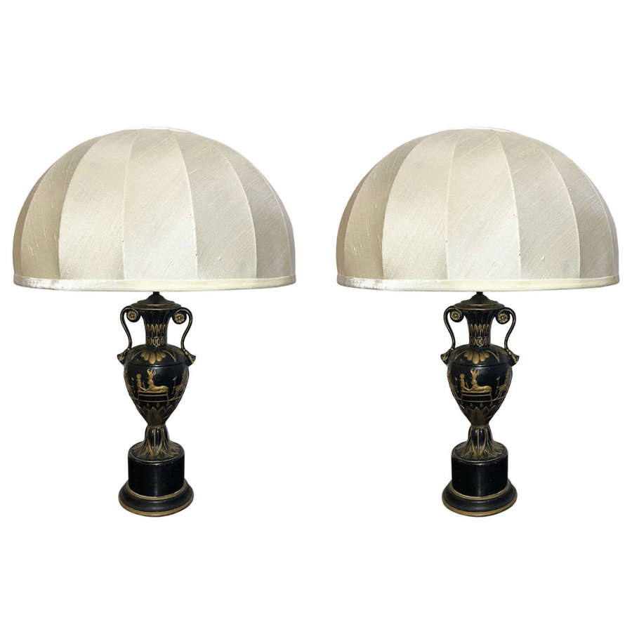 Pair of 1960s Egyptian Revival French Table Lamps