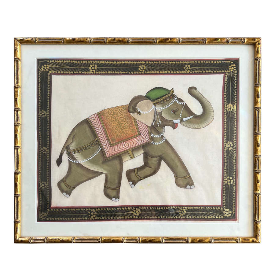 Set of 3 Indian Paintings on Silk - 2 Elephants and a Horse