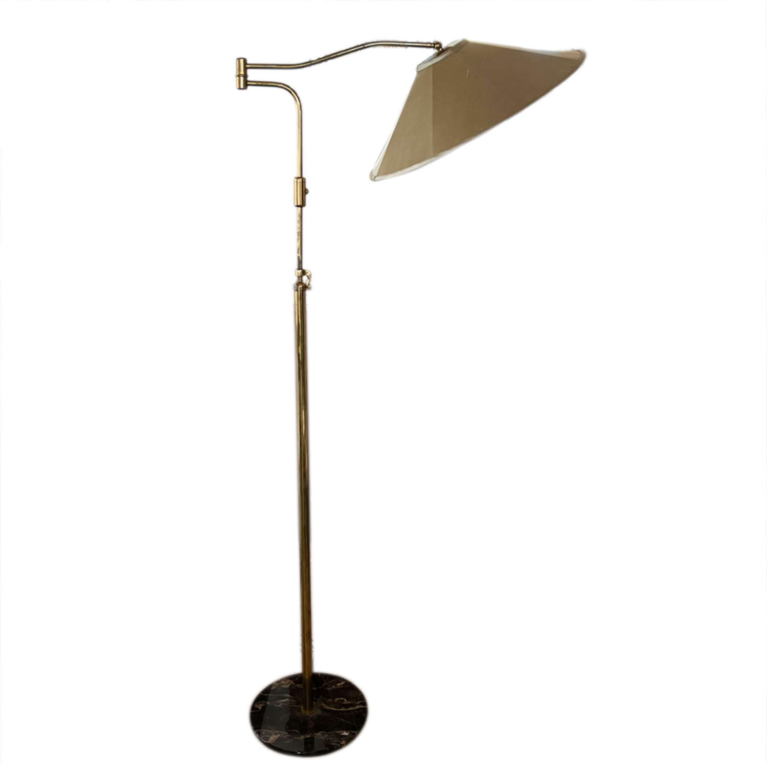 Italian 1950s Brass Floor Lamp With Marble Base