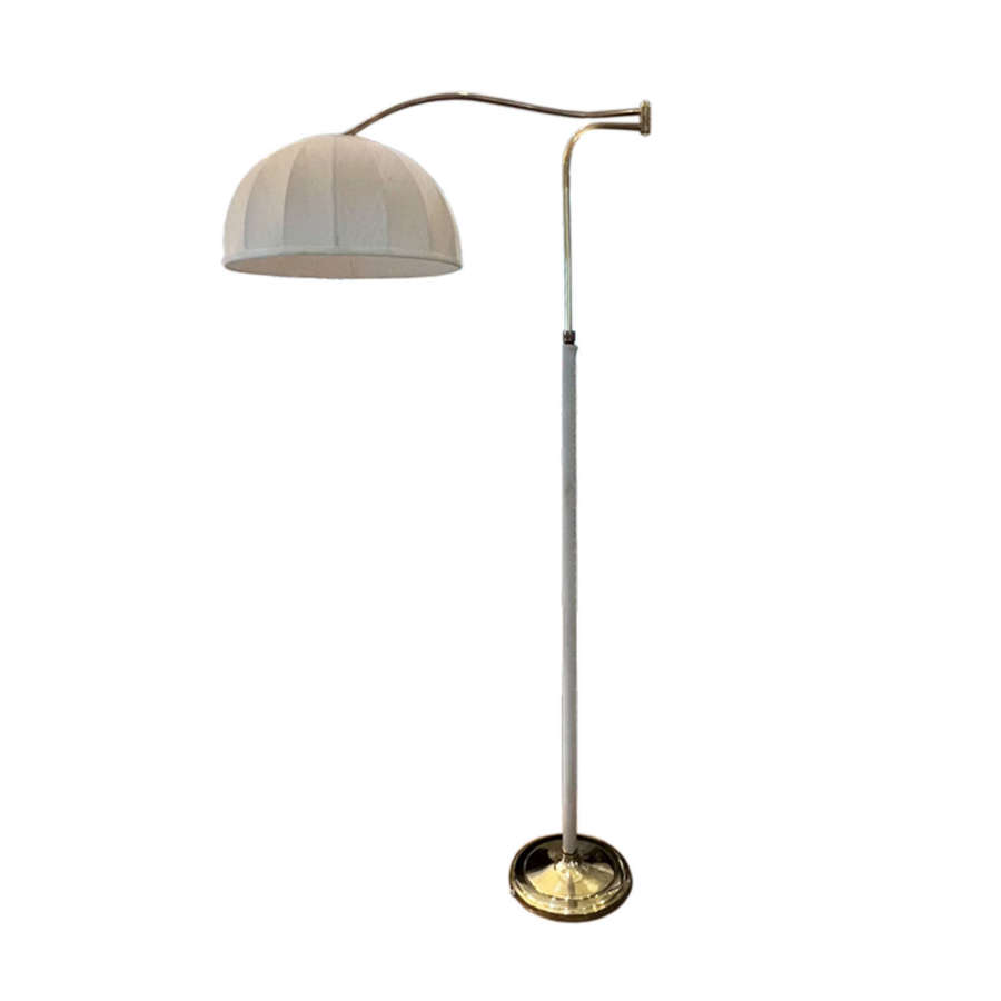 Italian 1960s Adjustable Floor Lamp With a Cream Leather Trim