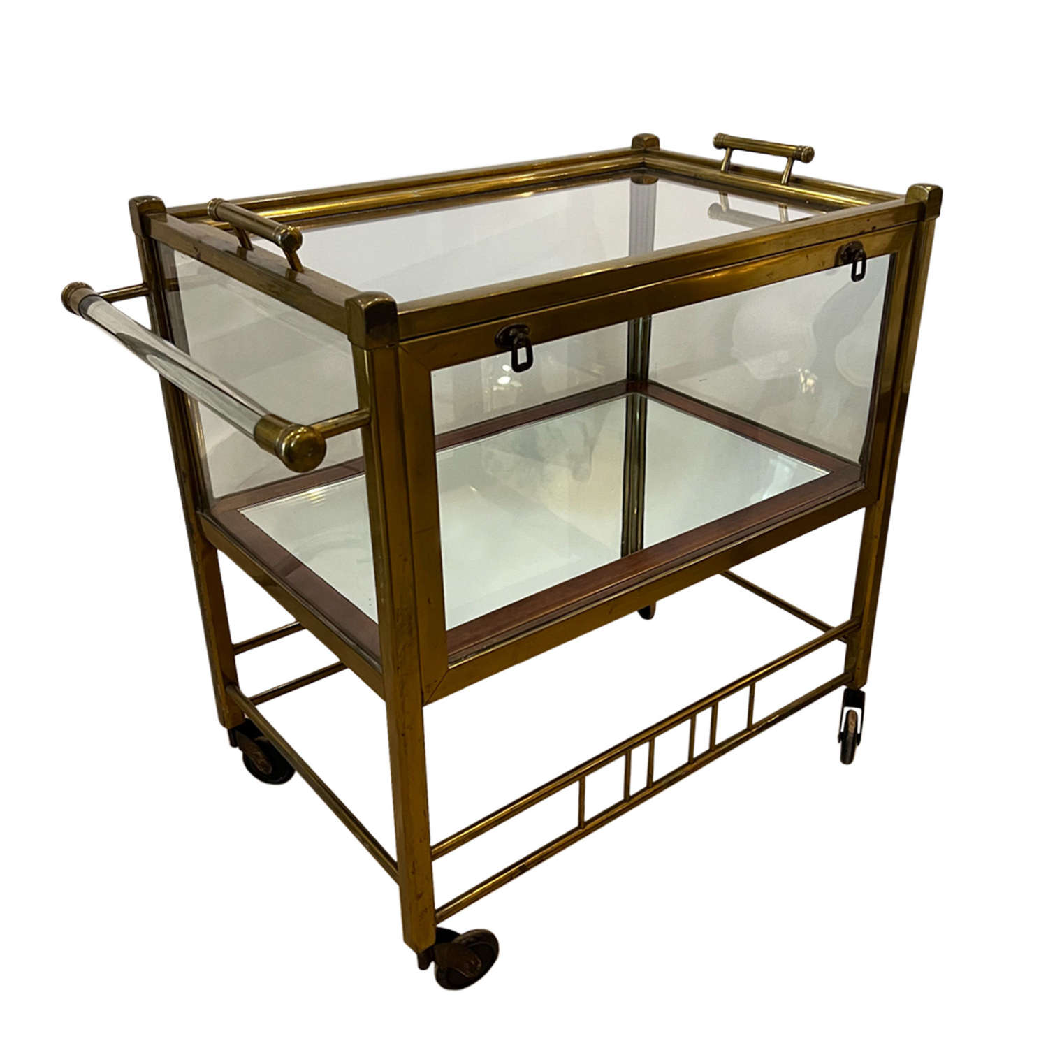 Art Deco Brass and Glass Bar and Cake Cart by Rockhausen