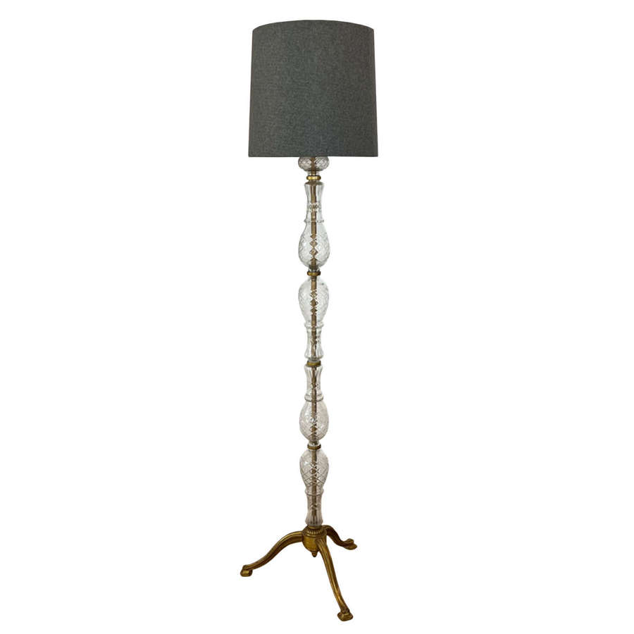 French 1960s Floor Lamp with a Glass Column