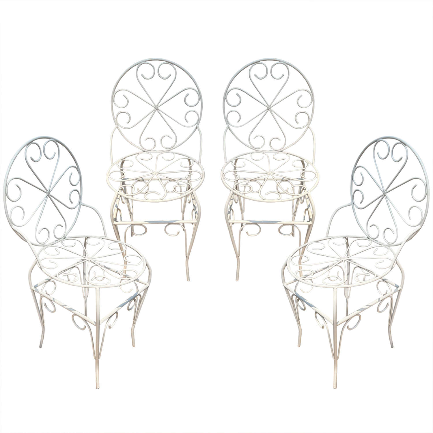 Set of 4 French 1950s Decorative Garden Chairs (5 Available)