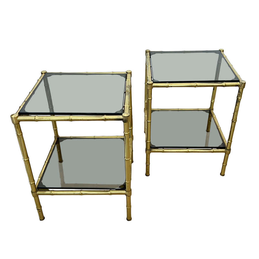 Pair of Small Faux Bamboo French Midcentury Side Tables