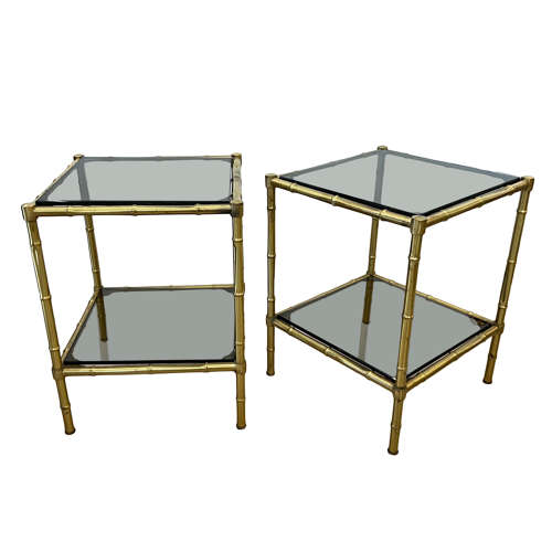 Pair of Small Faux Bamboo French Midcentury Side Tables