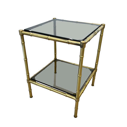 Pair of Small Faux Bamboo French Midcentury Side Tables