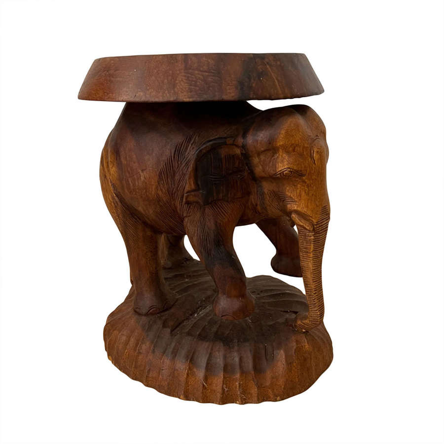 Carved Wood Elephant Table