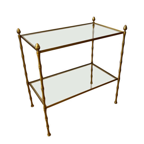 Pair of French Midcentury Faux Bamboo Side Tables