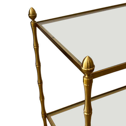 Pair of French Midcentury Faux Bamboo Side Tables