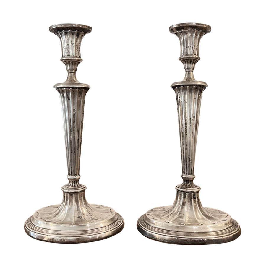 Pair of English Silver Candlesticks, Hallmarked Birmingham 1901
