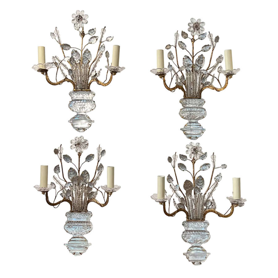 Set of 4 Maison Baguès Style French 1960s Wall Sconces