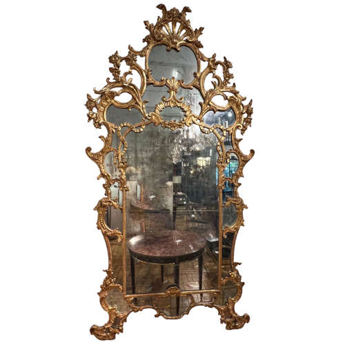 Grand Scale Carved Wood Italian Mid 18th Century Mirror