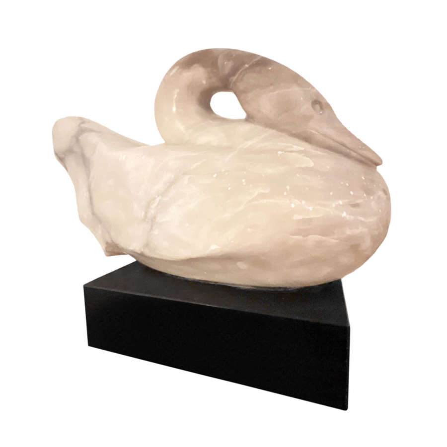 Onyx Swan Sculpture on a Rotating Plinth, By Ralph Hurst