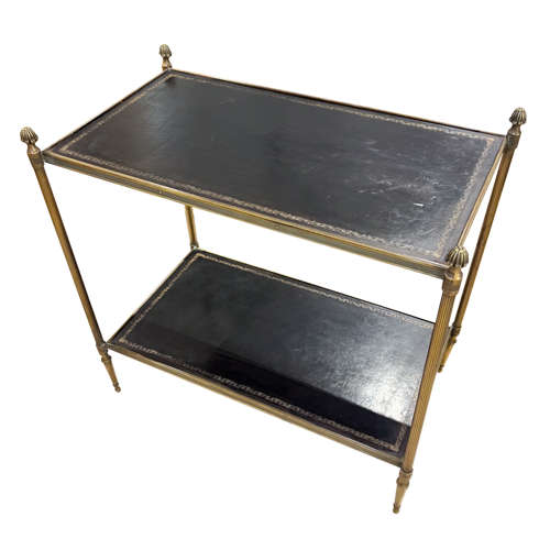 Single French Midcentury Side Table With Leather Tops