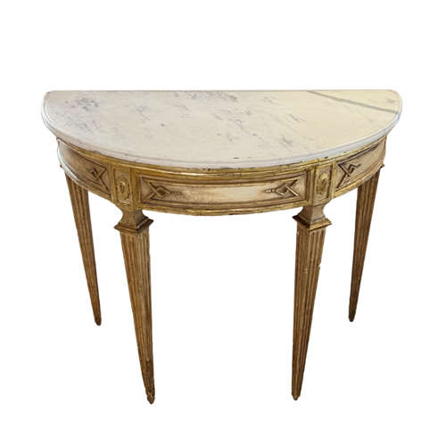Italian Early 19th Century Giltwood Console Table With a Marble Top