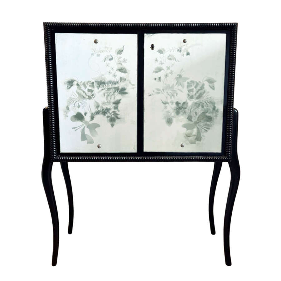 French Midcentury Cocktail Cabinet With Glass Interior