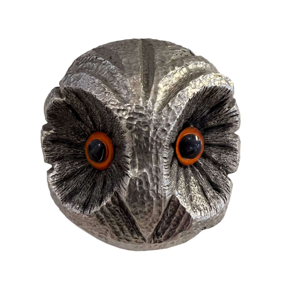 Italian 1960s Silver Owl Paperweight