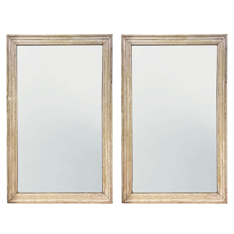 Pair of Late 19th Century Eau-De-Nil Painted Mirrors