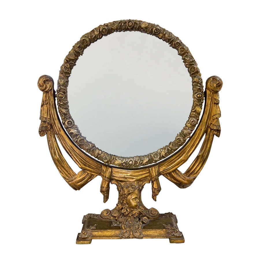 Italian Early 20th Century Carved Giltwood Dressing Table Mirror