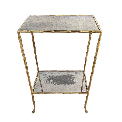 Pair of French Midcentury Side Tables With Eglomise Glass