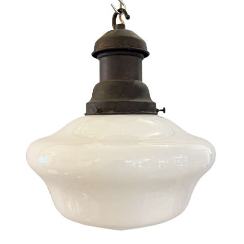 English 1940s Opaline Pendant Light