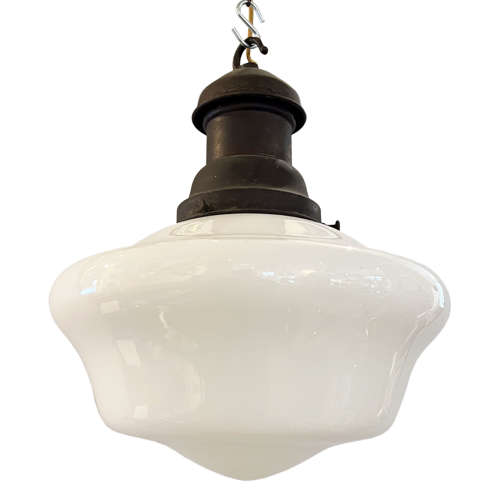English 1940s Opaline Pendant Light