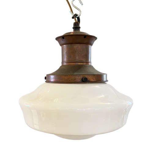 English 1940s Opaline Pendant Light, Three Available