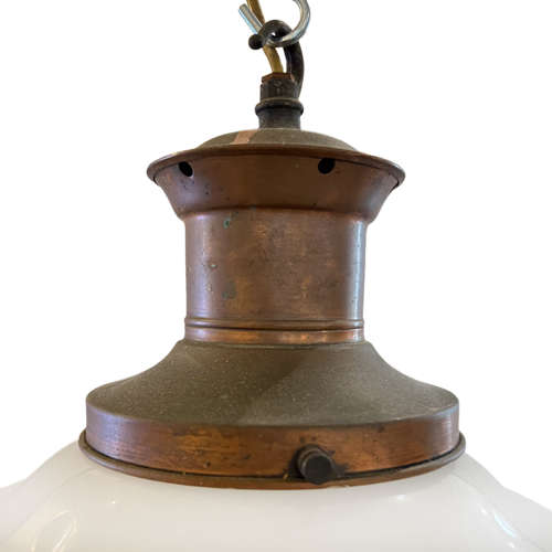 English 1940s Opaline Pendant Light, Three Available