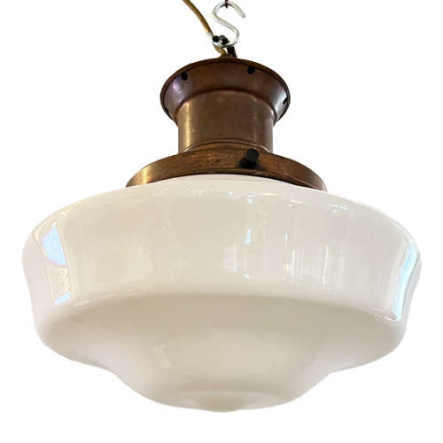 English 1940s Opaline Pendant Light, Three Available