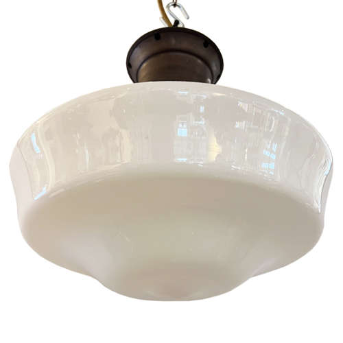 English 1940s Opaline Pendant Light, Three Available