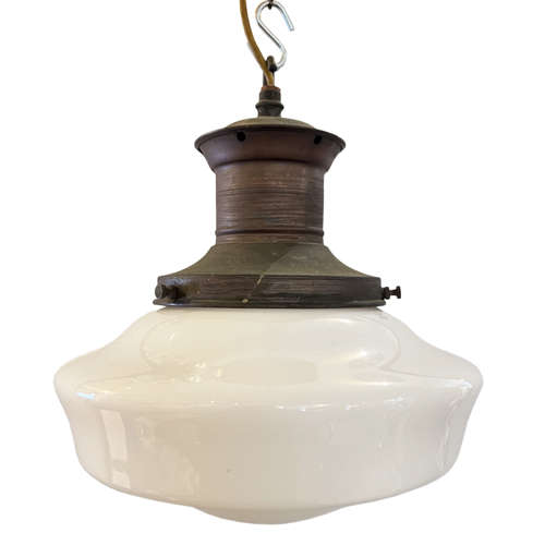 English 1940s Opaline Pendant Light, Three Available