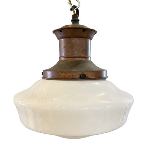 English 1940s Opaline Pendant Light, Three Available