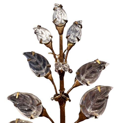 Large Pair of Maison Baguès Style Wall Sconces With Flowers and Leaves