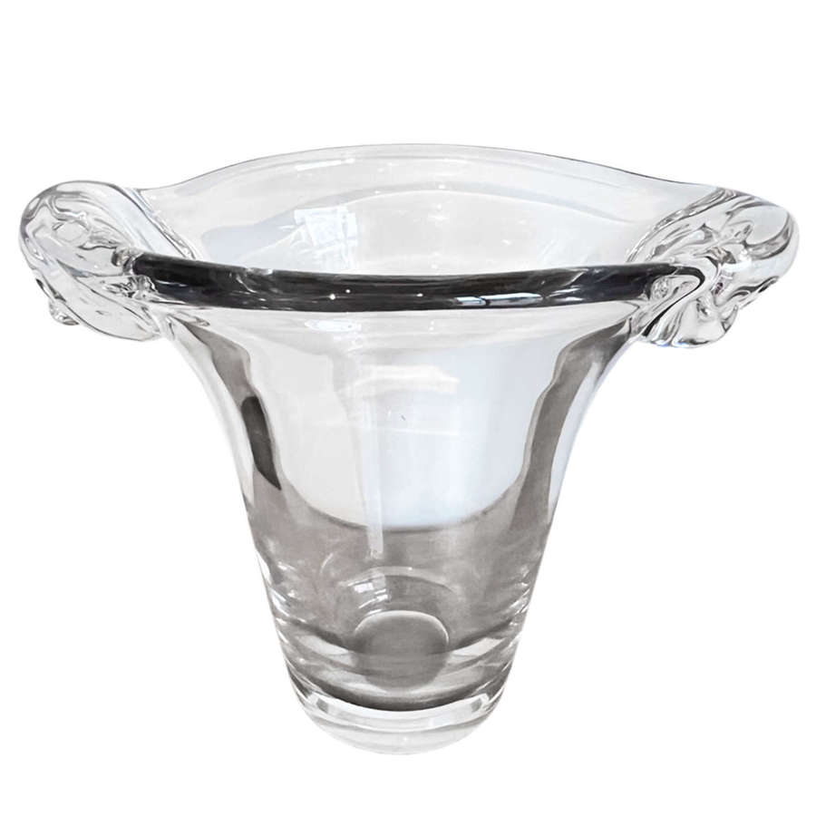 Large Clear Glass Vase by Daum, French 1960s