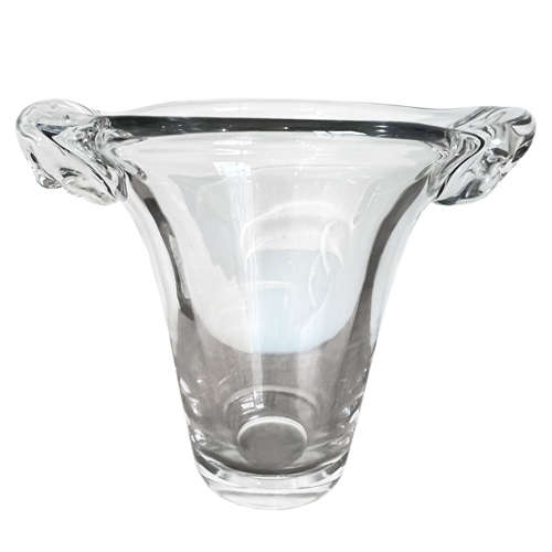 Large Clear Glass Vase by Daum, French 1960s