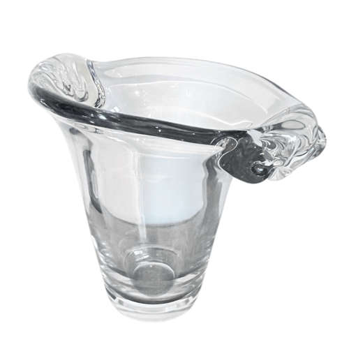Large Clear Glass Vase by Daum, French 1960s
