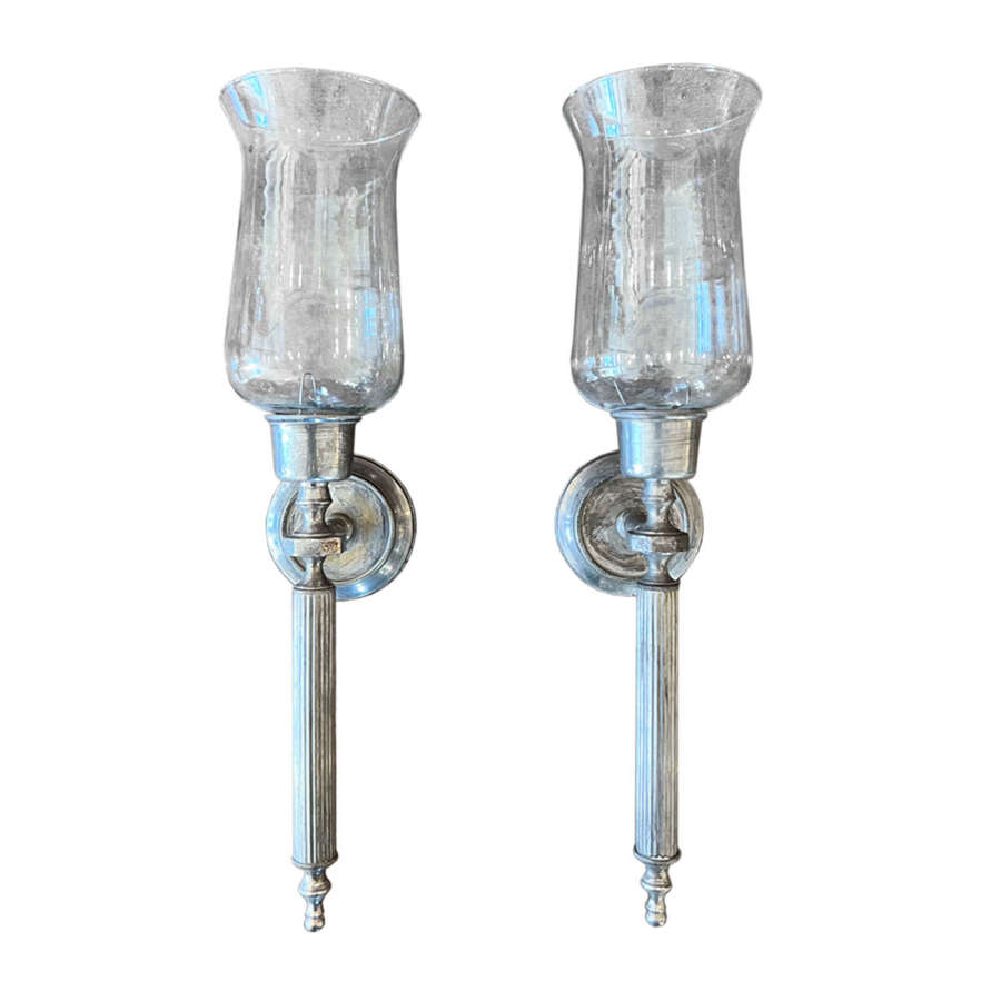Pair of French Silver Plate Candle Wall Sconces