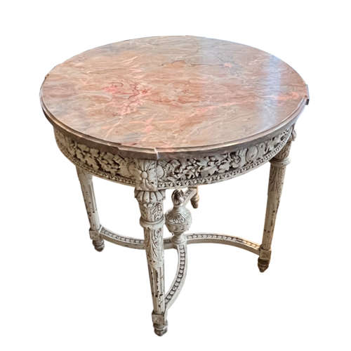 Carved Wood French 19th Century Gueridon With Marble Top