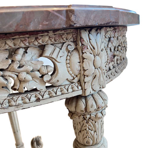 Carved Wood French 19th Century Gueridon With Marble Top