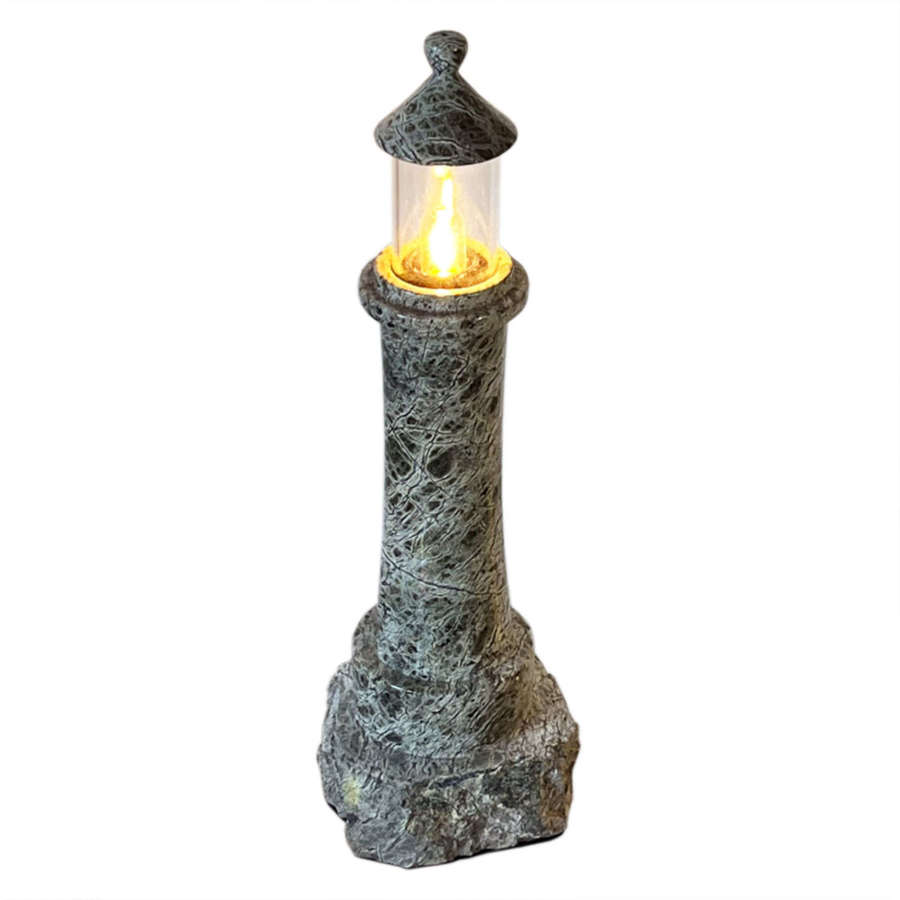 Small Cornish Serpentine 1930s Lighthouse Table Lamp